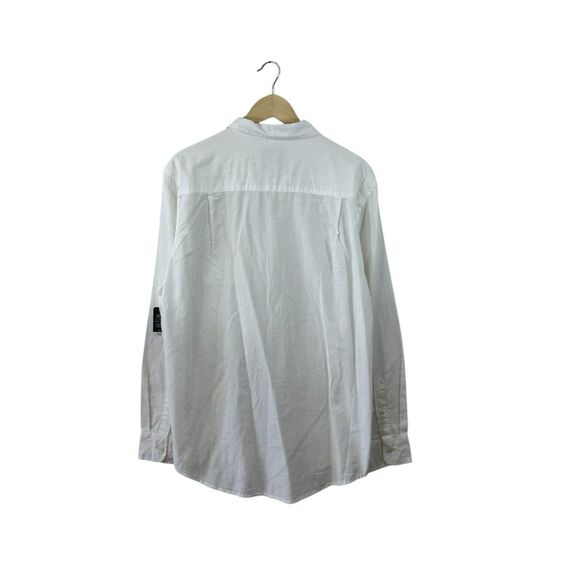 St Johns Bay NWT Large Comfort Stretch Button Front Shirt White Cotton Womens - Picture 2 of 13